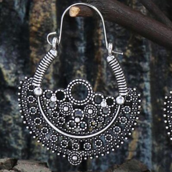 3 For 25 Vintage Style Round Silver Drop Hoop Earrings - Picture 4 of 5